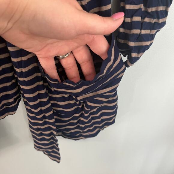 H.I.P. Striped Roll Tab Sleeve Open Front Cardigan Size Medium - Picture 3 of 6